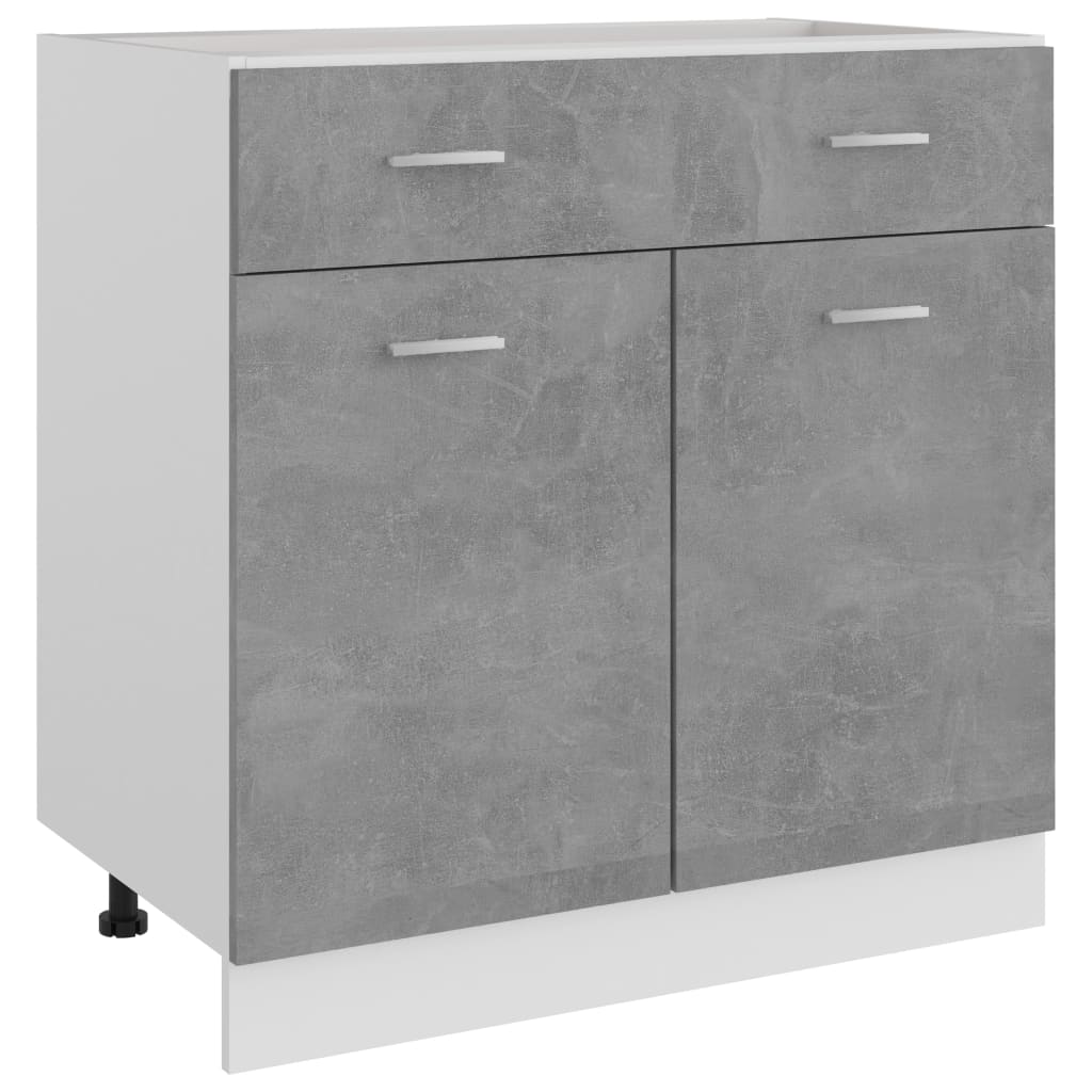 Drawer base cabinet concrete gray 80x46x81.5 cm made of wood material