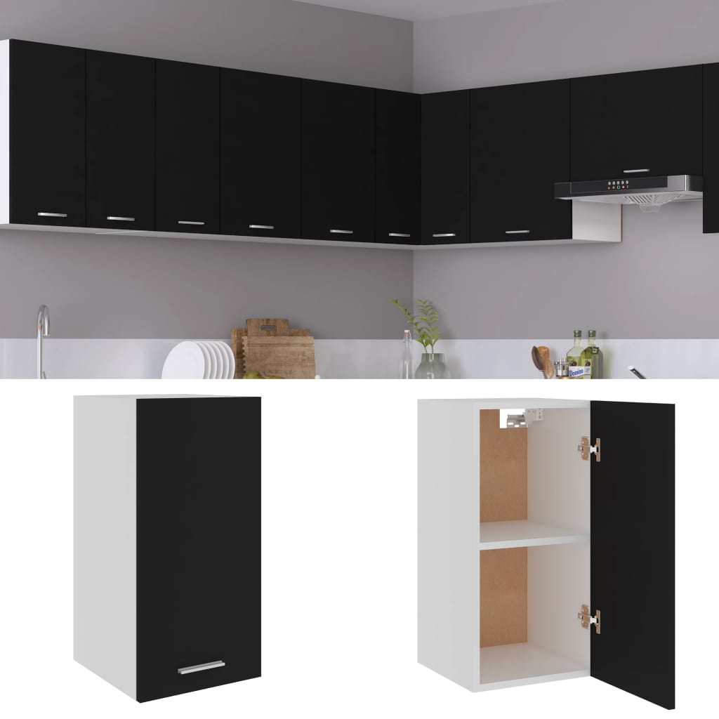 Wall cabinet black 29.5x31x60 cm made of wood
