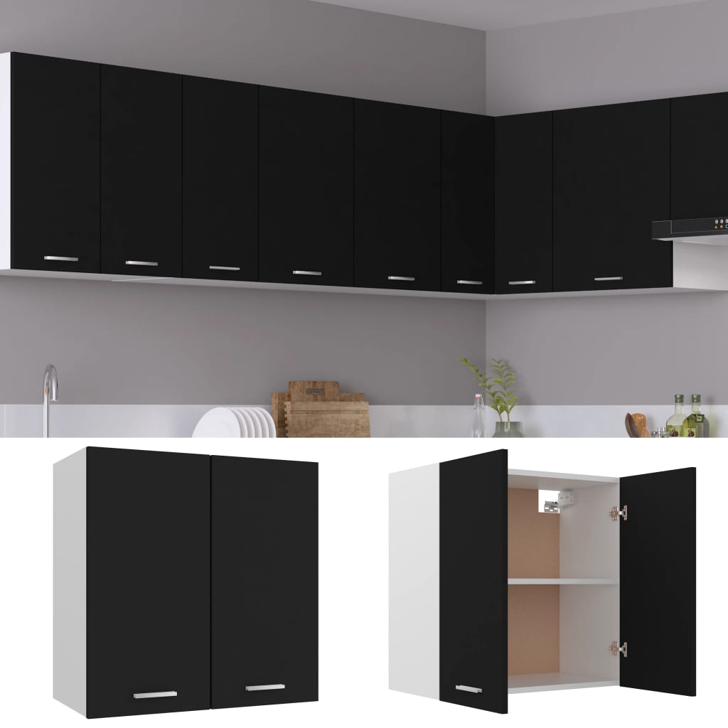 Wall cabinet black 60x31x60 cm made of wood material
