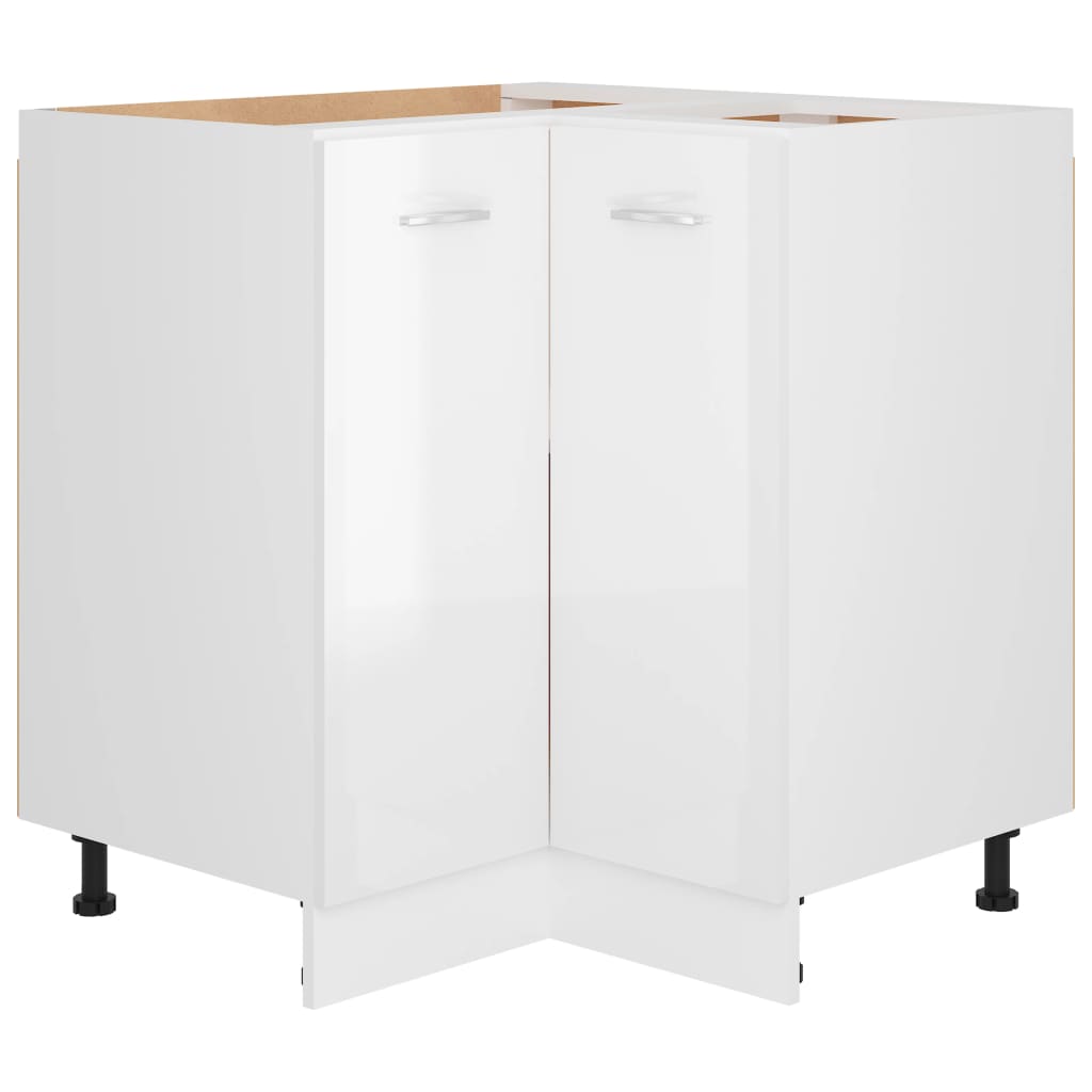 Corner base cabinet high-gloss white 75.5x75.5x80.5 cm made of wood material
