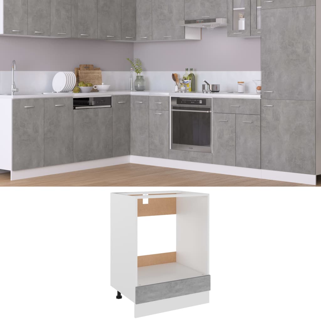 Stove conversion cabinet concrete gray 60x46x81.5 cm made of wood material