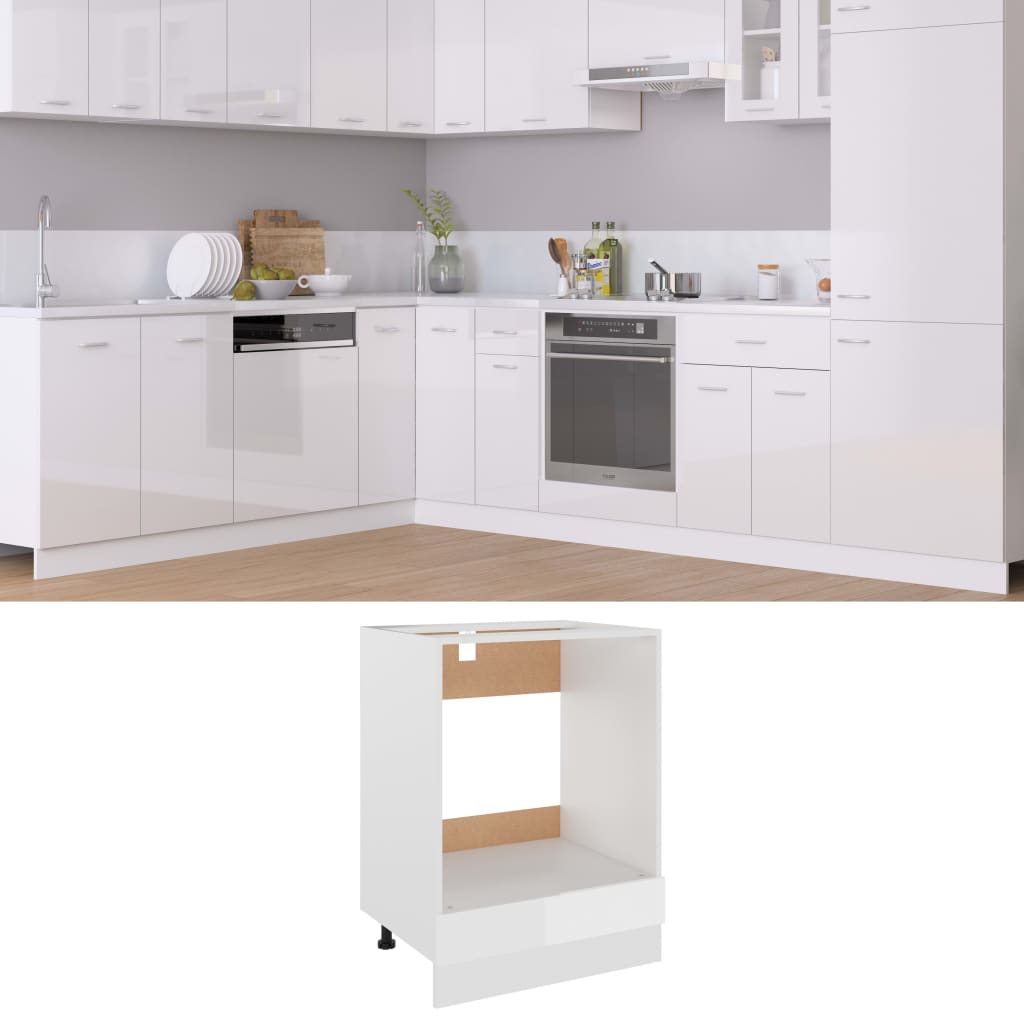 Stove conversion cabinet high-gloss white 60x46x81.5 cm made of wood material