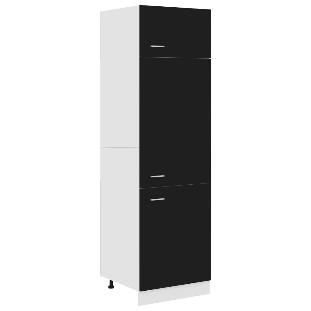 Refrigerator cabinet black 60x57x207 cm made of wood