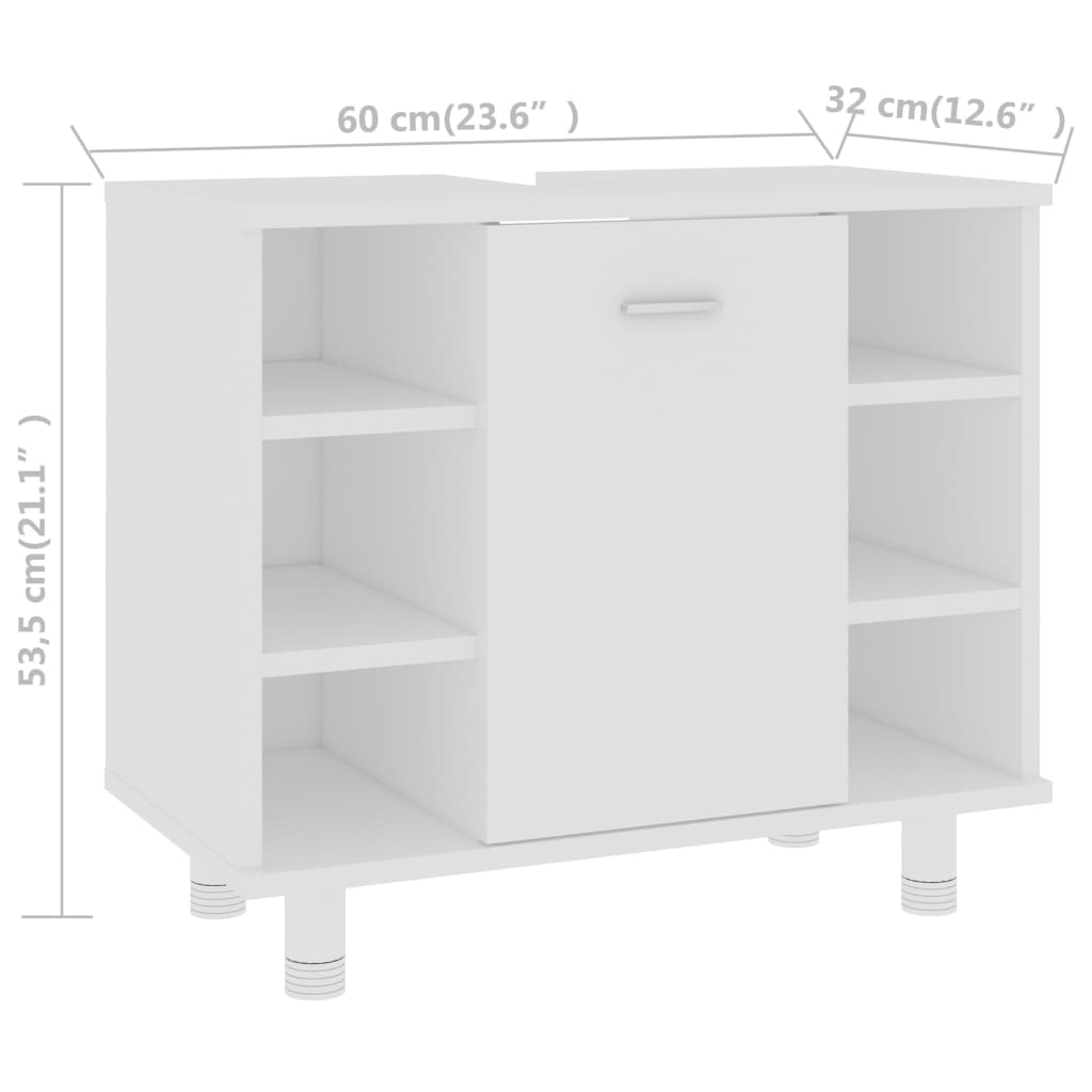 Bathroom cabinet white 60x32x53.5 cm made of wood