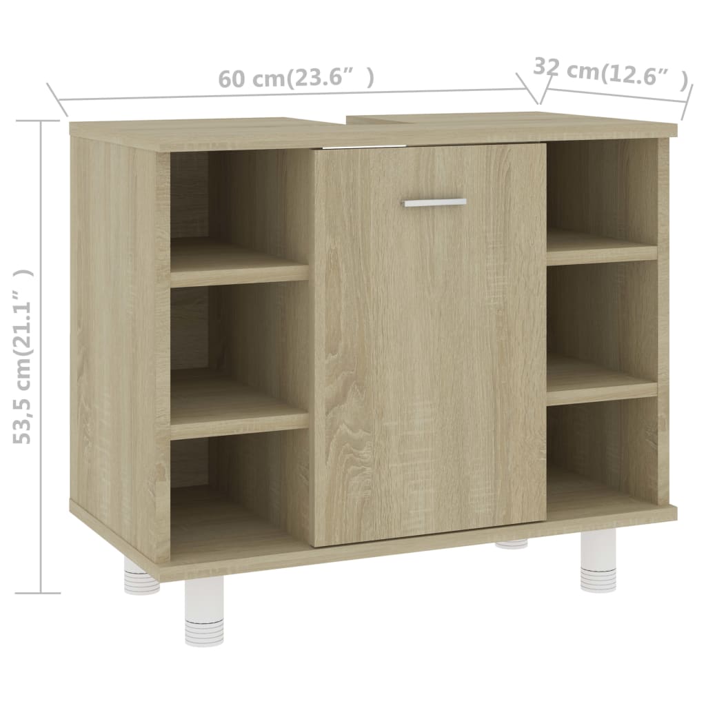 Bathroom cabinet Sonoma oak 60x32x53.5 cm wood material