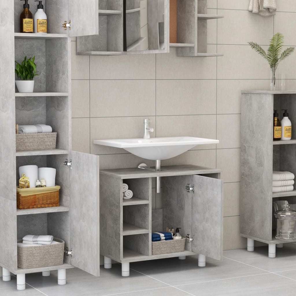 Bathroom cabinet concrete gray 60x32x53.5 cm made of wood
