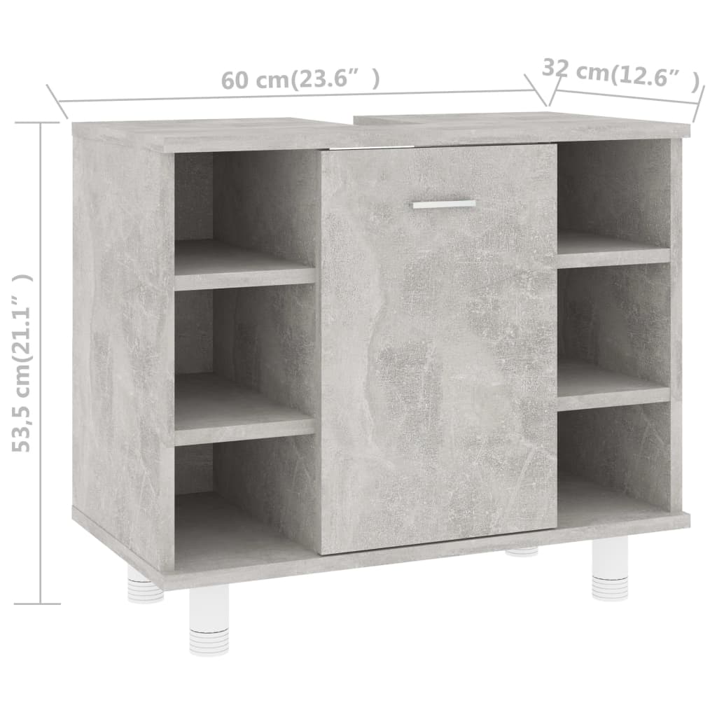 Bathroom cabinet concrete gray 60x32x53.5 cm made of wood