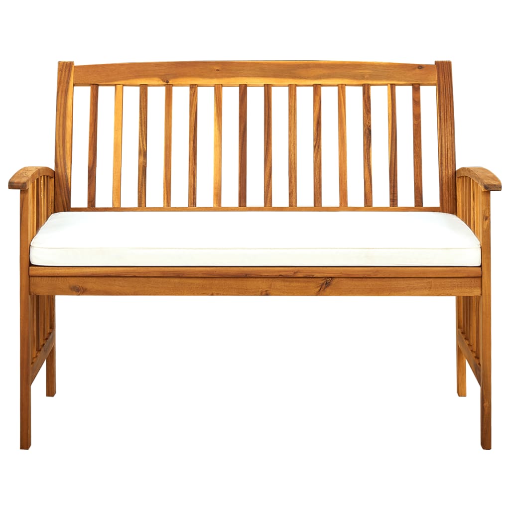 Garden bench with cushions 119 cm solid acacia wood