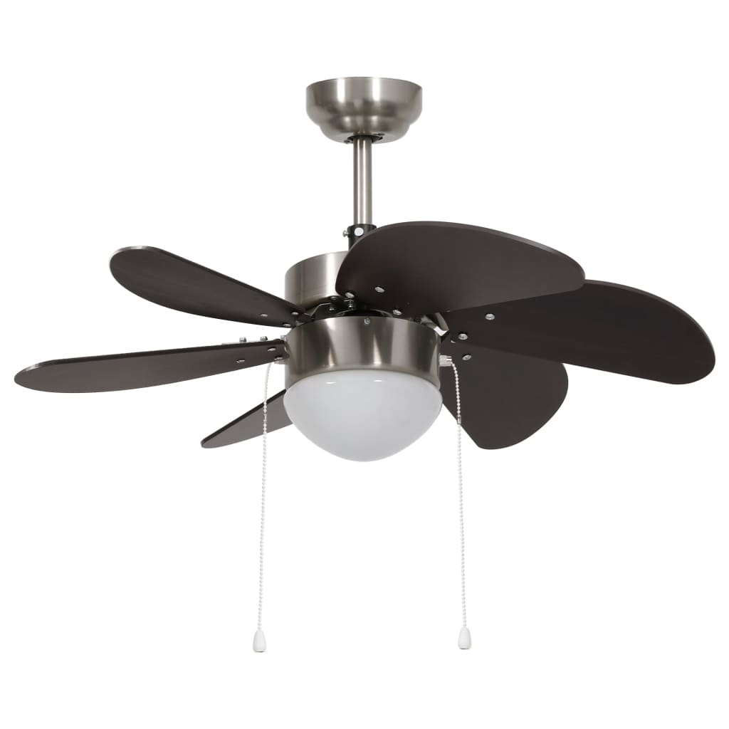 Ceiling fan with lamp 76 cm dark brown