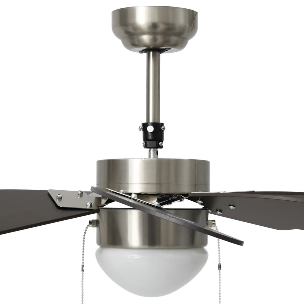 Ceiling fan with lamp 76 cm dark brown