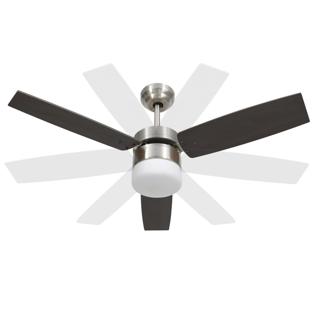 Ceiling fan with lamp and remote control 108 cm dark brown