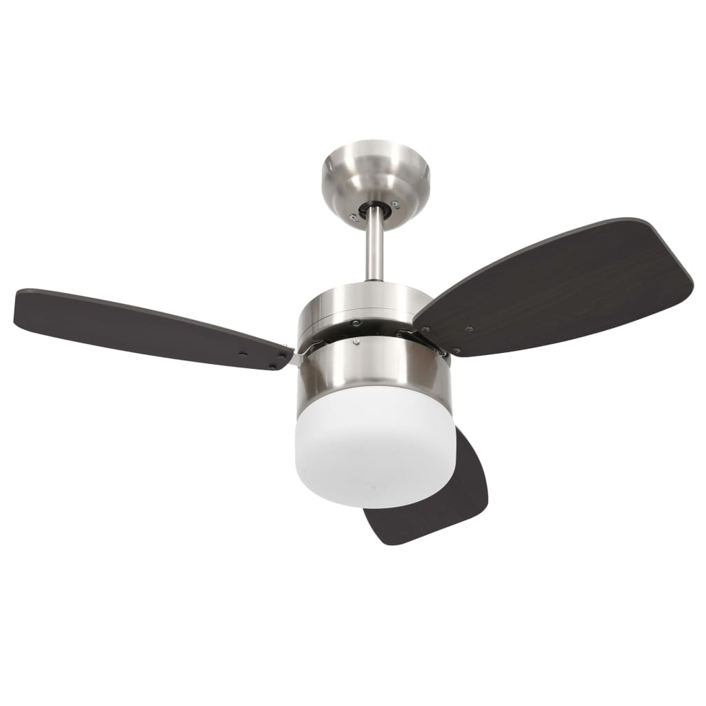 Ceiling fan with lamp and remote control 76 cm dark brown