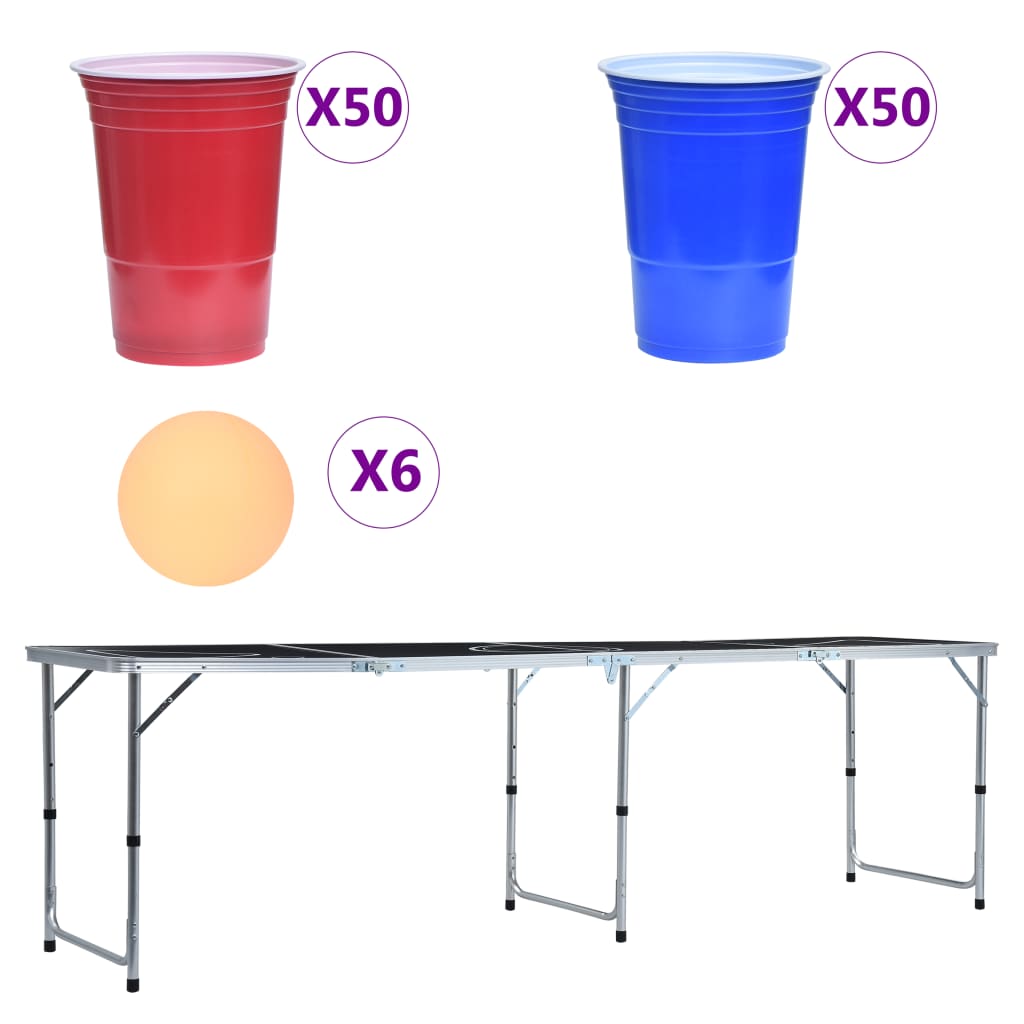Beer pong table with cups and balls foldable 240 cm