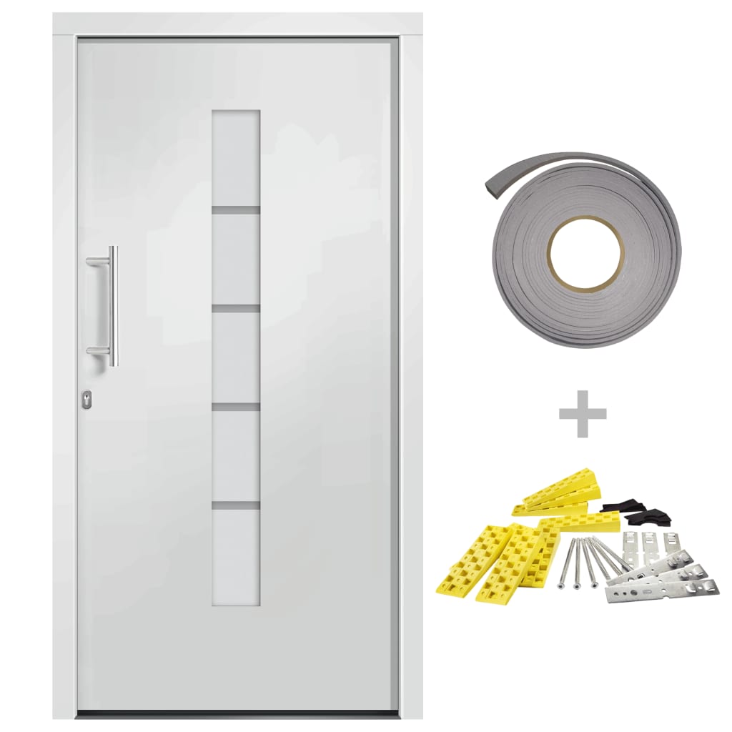 Front door aluminum and PVC white 110x210 cm