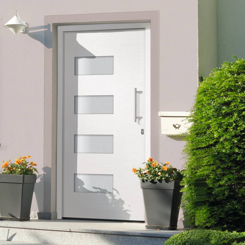 Front door aluminum and PVC white 100x210 cm