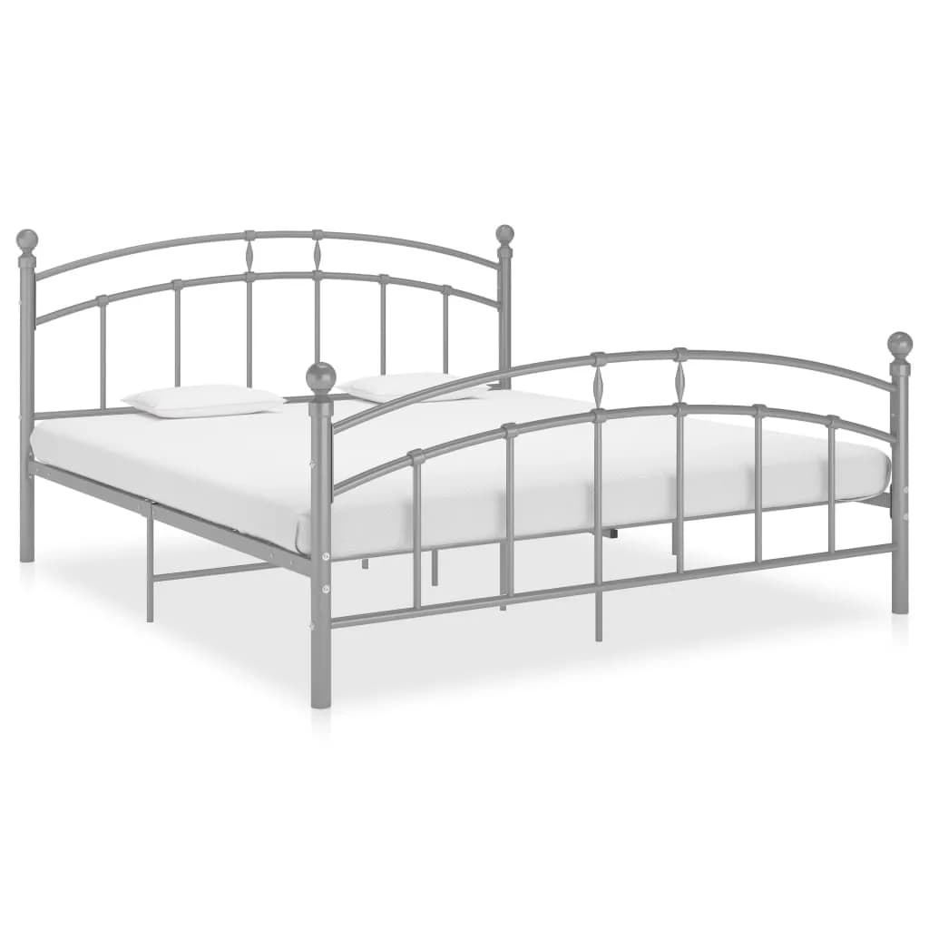 Bed frame gray metal 180x200 cm
