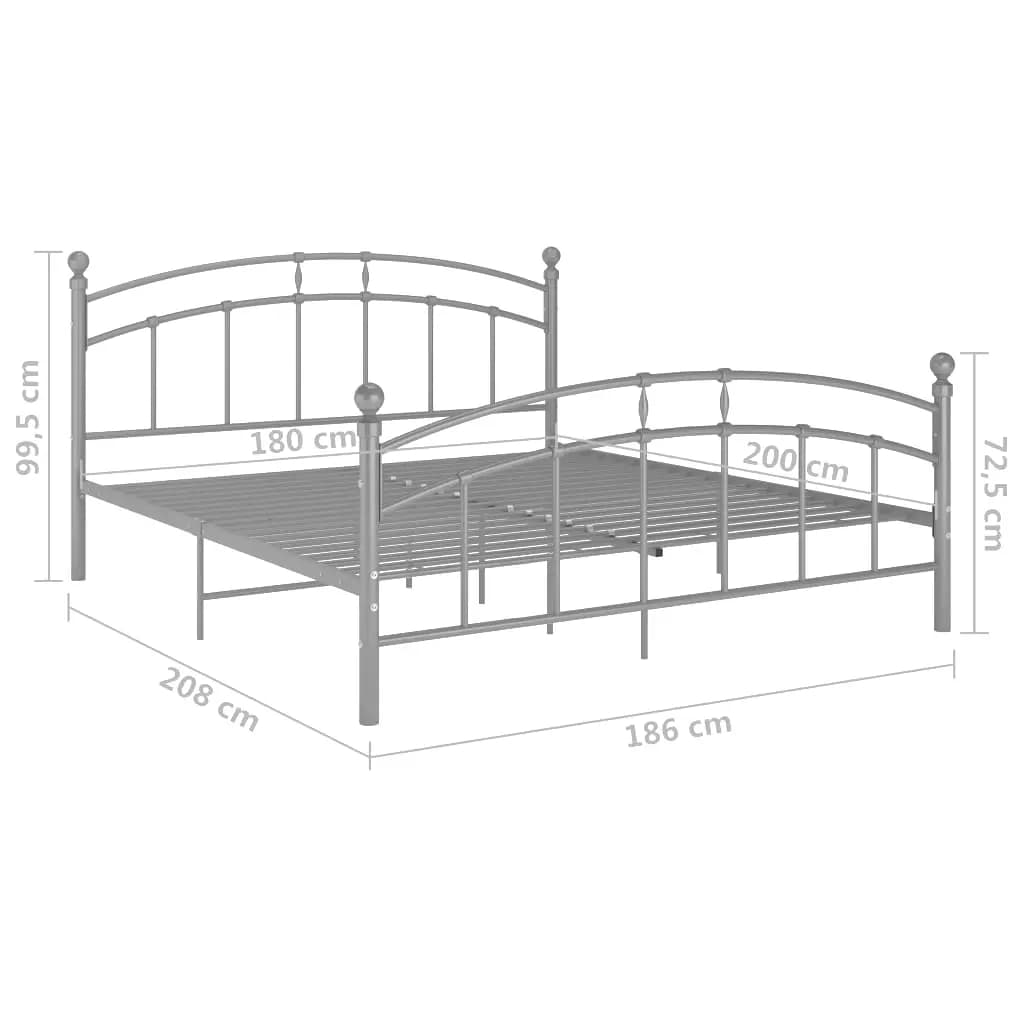 Bed frame gray metal 180x200 cm