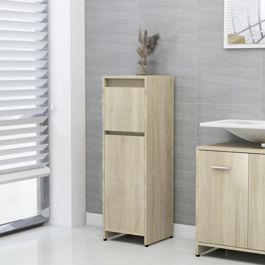 3 pcs. Sonoma oak bathroom furniture set made of wood material