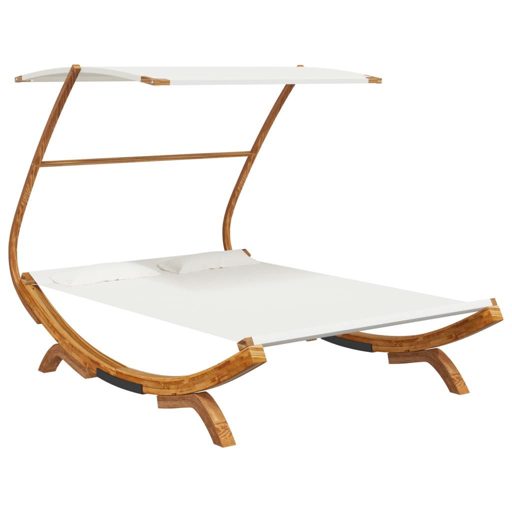 Lounge bed with roof 165x203x138 cm bentwood solid cream
