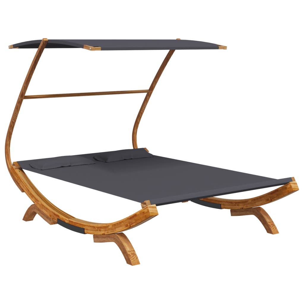 Lounge bed with roof 165x203x138 cm bentwood solid anthracite