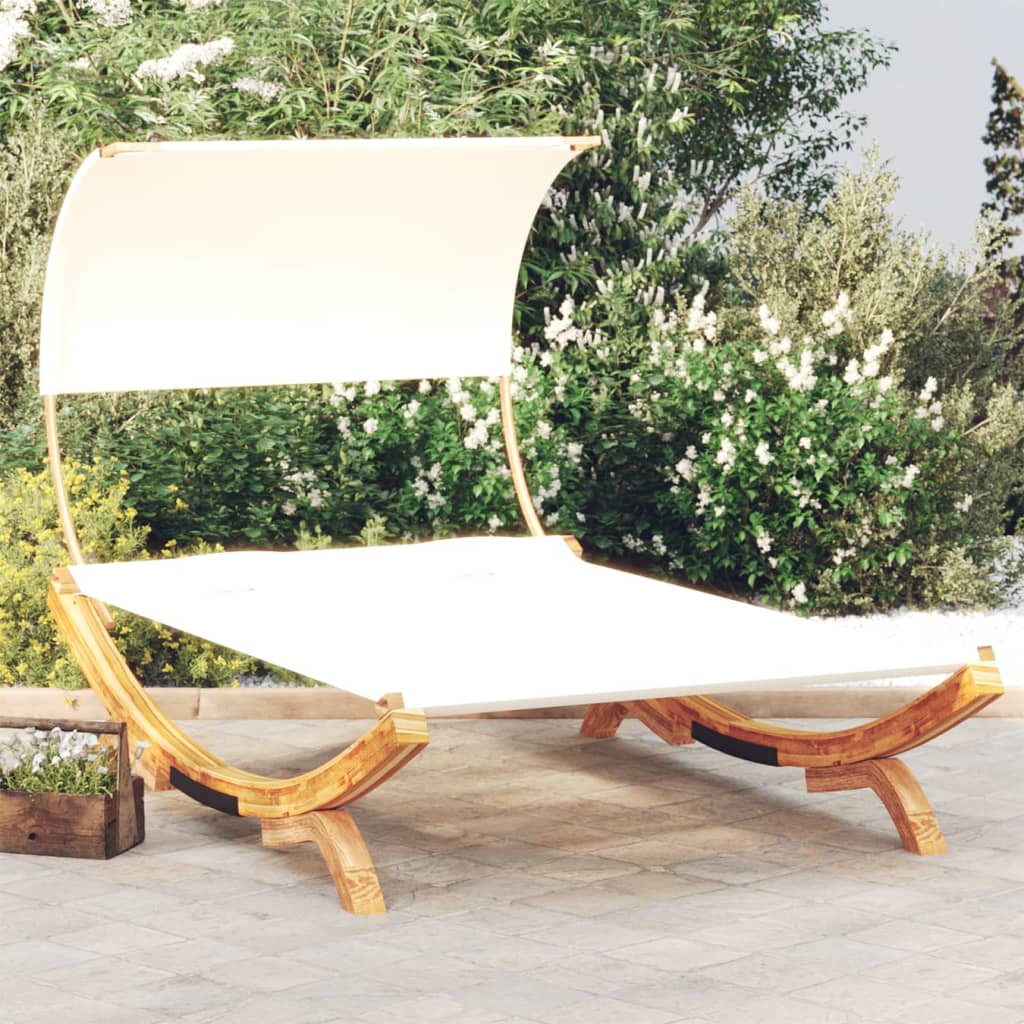 Lounge bed with roof 165x203x126 cm bentwood solid cream