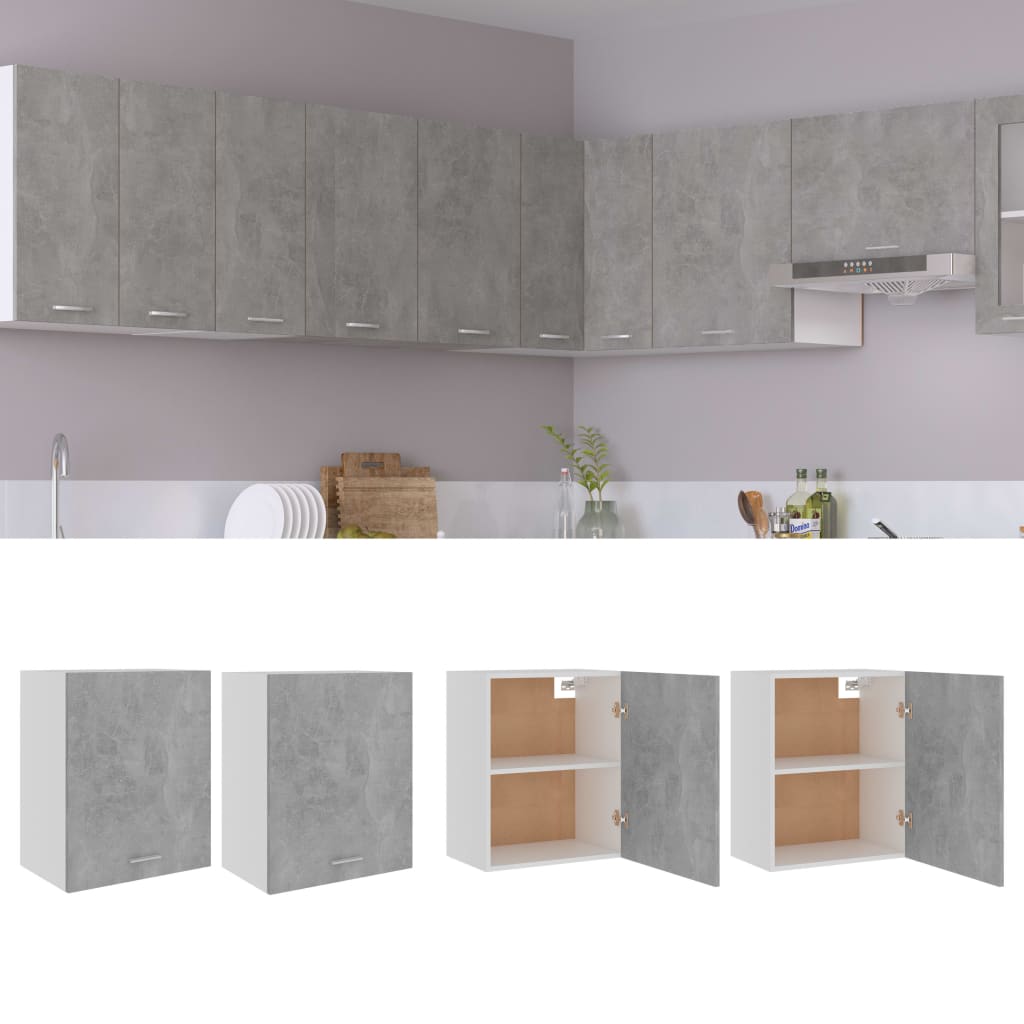 Wall cabinets 2 pieces. Concrete gray 50x31x60 cm wood material