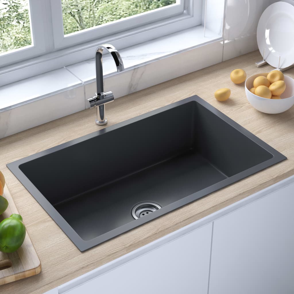 Handmade built-in sink black stainless steel