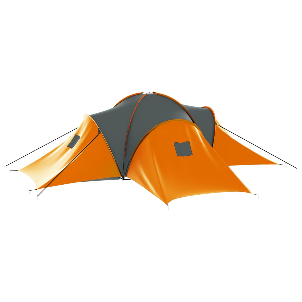 Camping tent 9 people fabric gray and orange