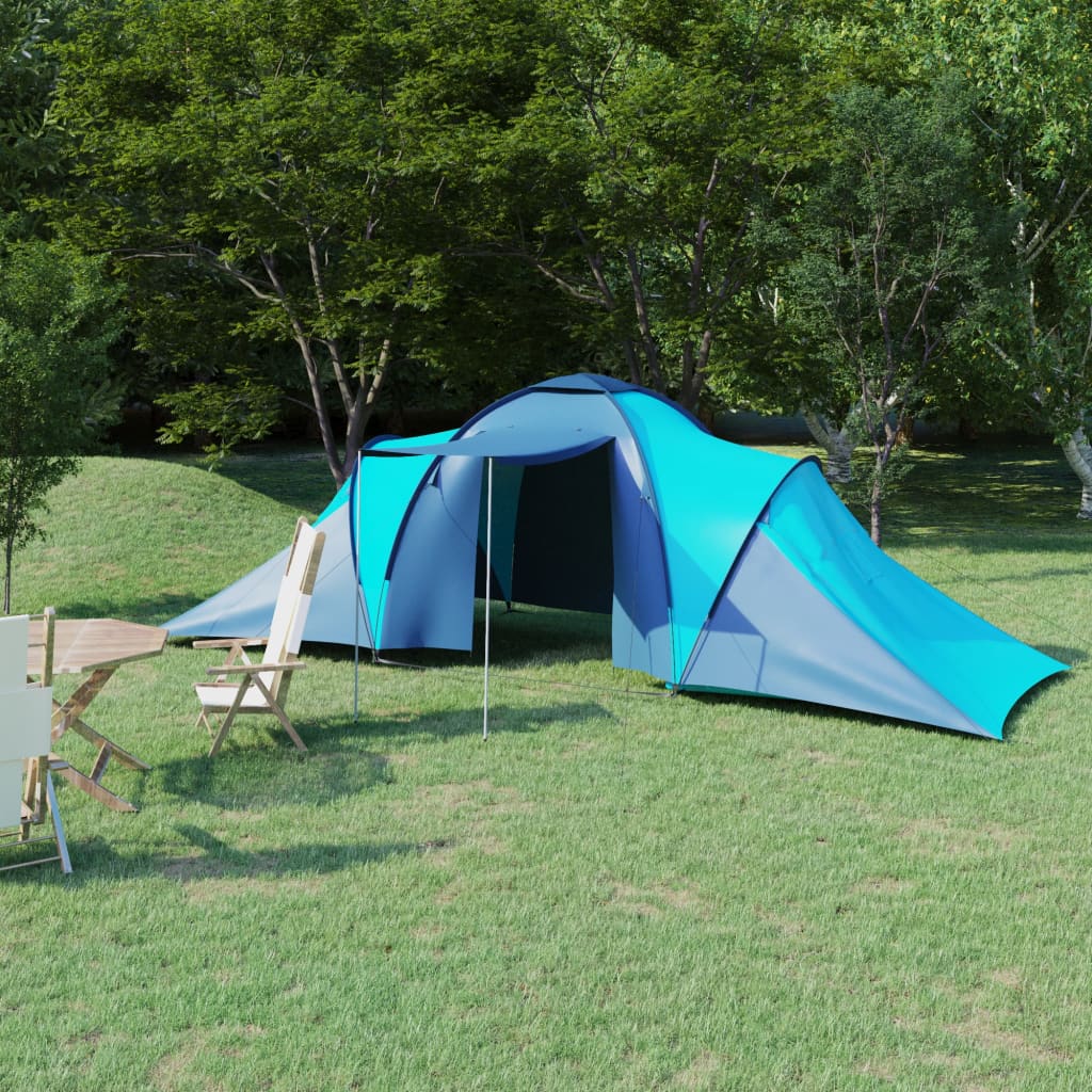 Camping tent 6 people blue and light blue