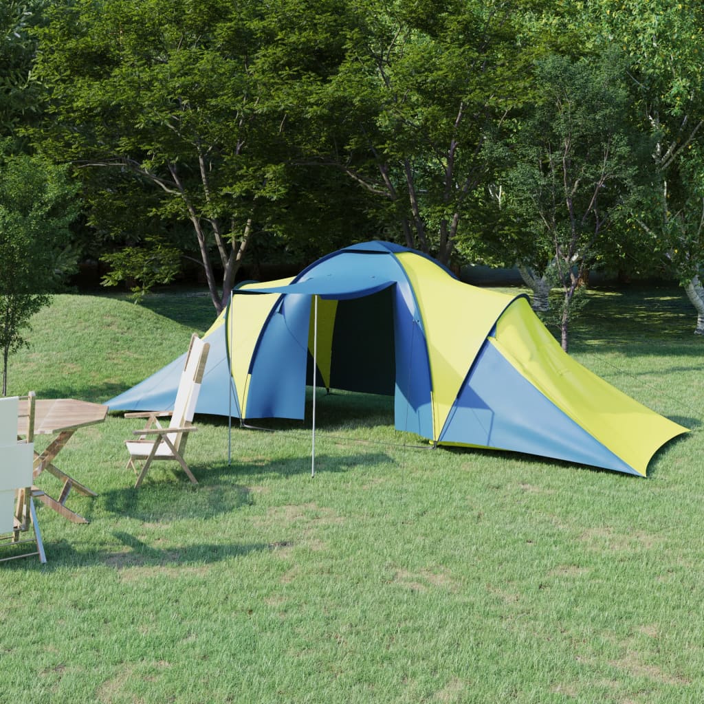 Camping tent 6 people blue and yellow