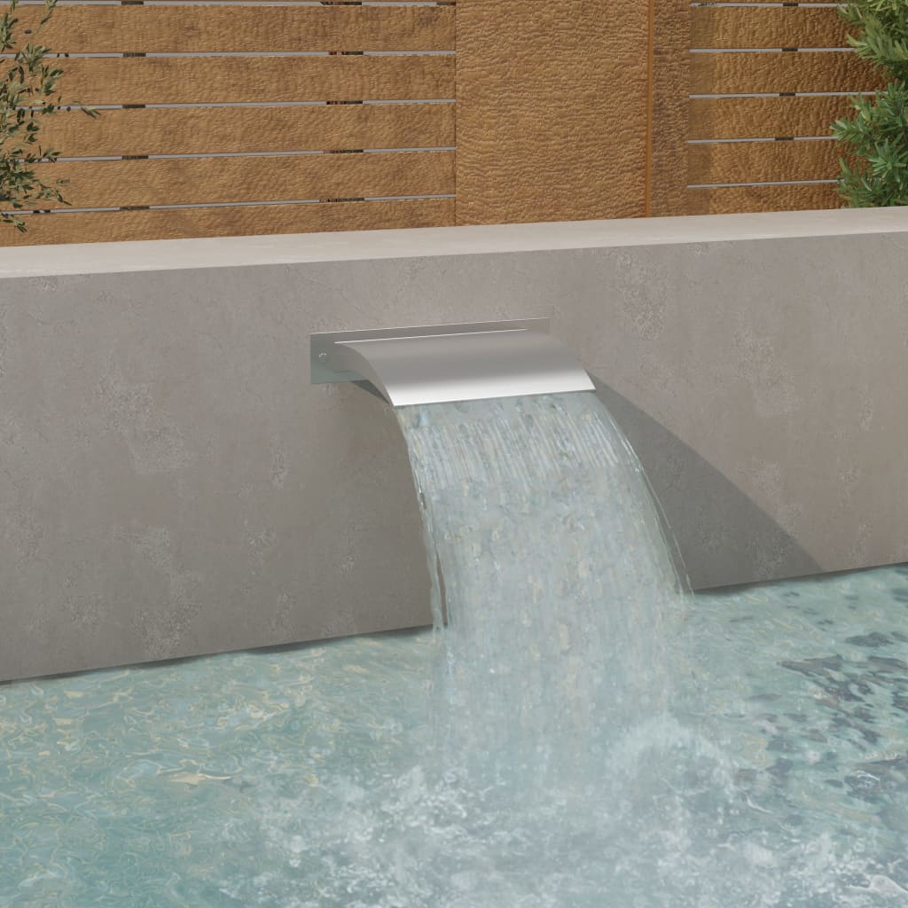 Pool waterfall silver 45x9x26 cm stainless steel