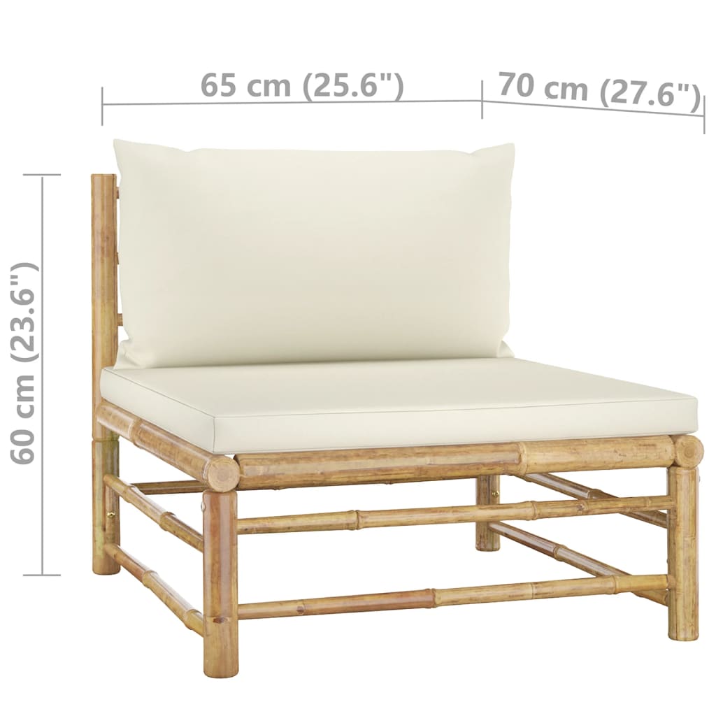 6 pcs. Garden lounge set with creamy white bamboo cushions