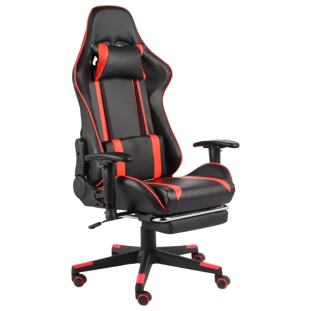 Gaming chair with footrest swivel red PVC
