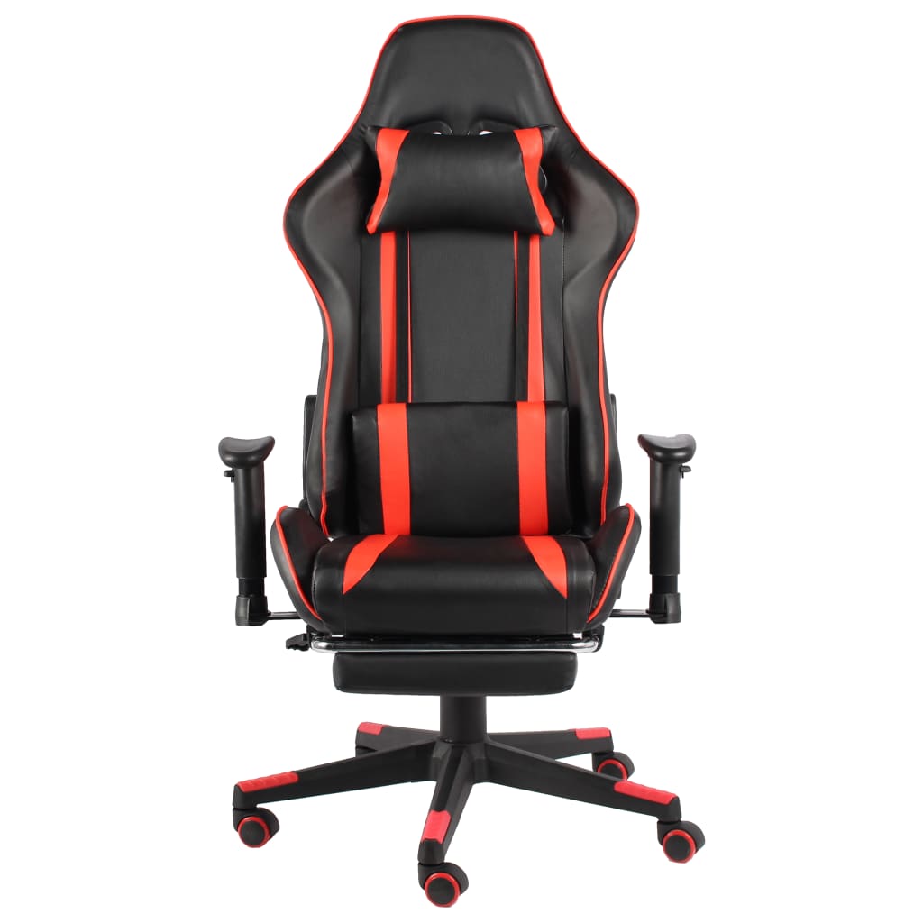 Gaming chair with footrest swivel red PVC