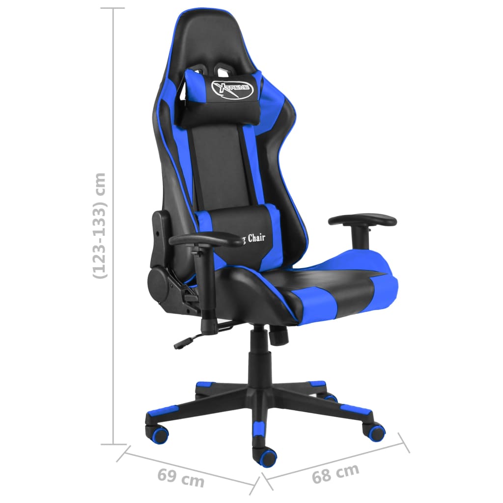 Gaming chair swivel blue PVC