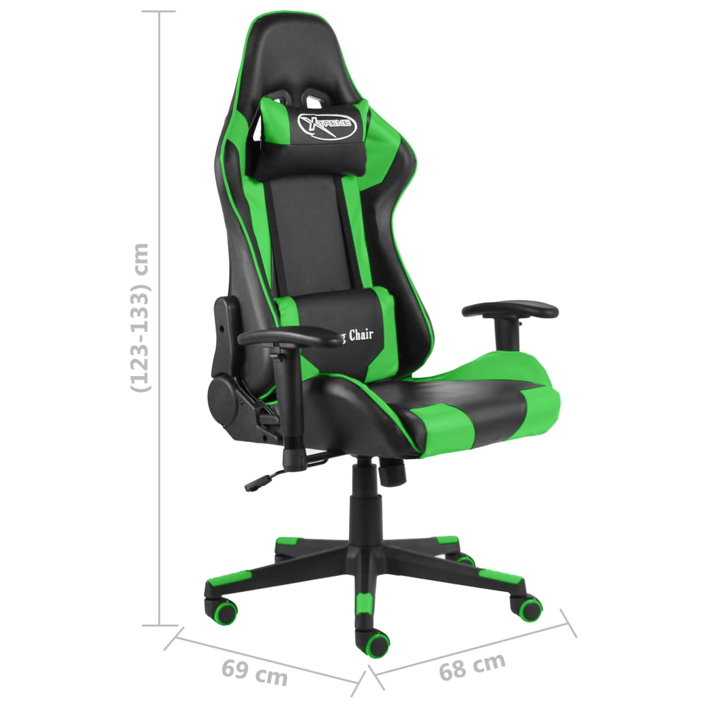 Gaming chair swivel green PVC