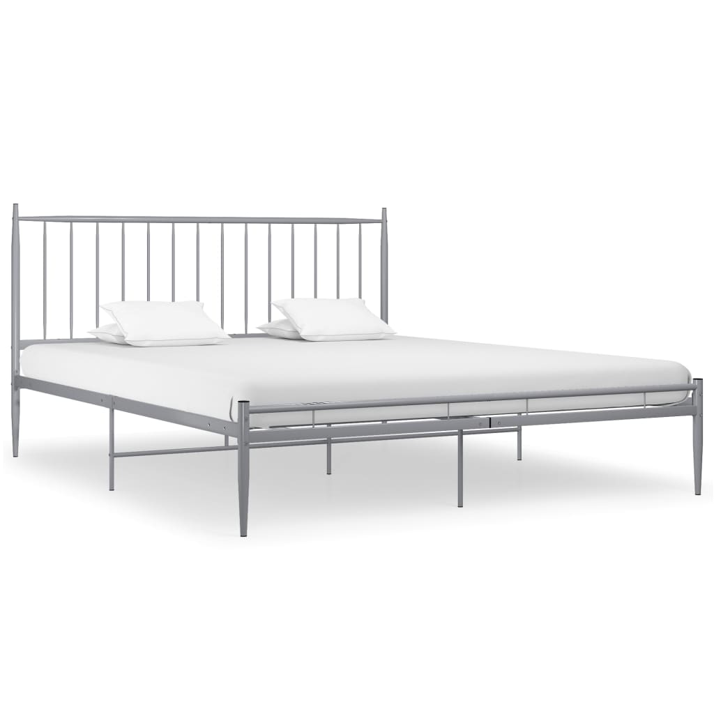 Bed Gray Metal 140x200 cm
