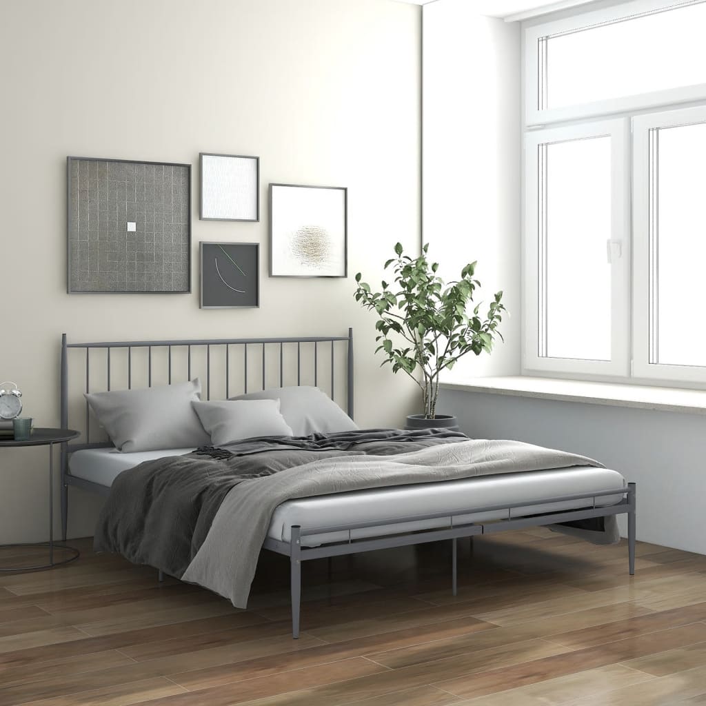 Bed Gray Metal 140x200 cm