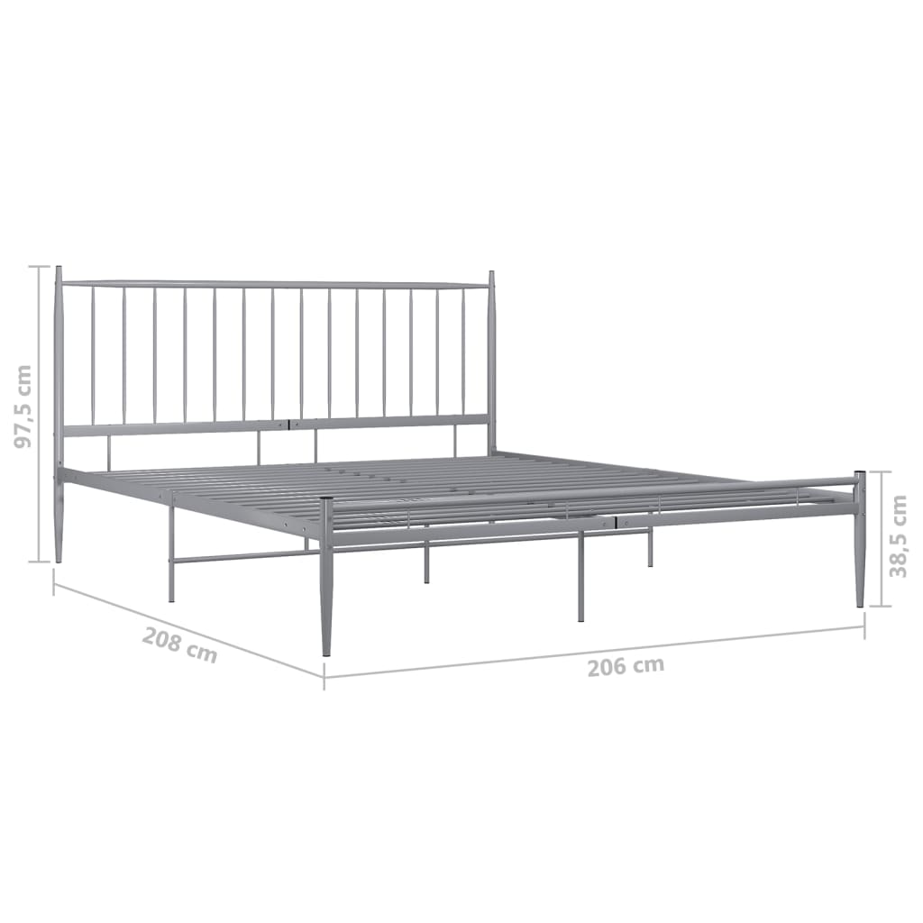 Bed Gray Metal 200x200 cm