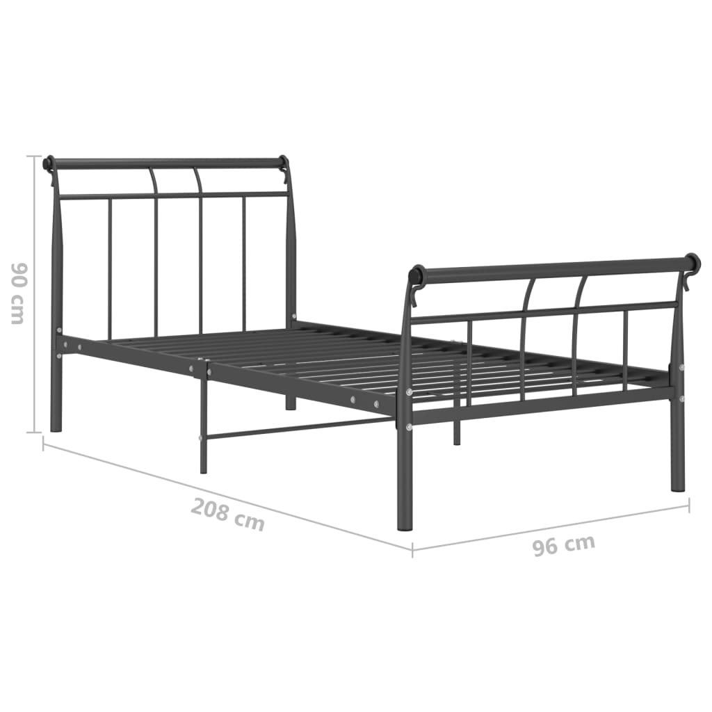 Bed frame black metal 90x200 cm