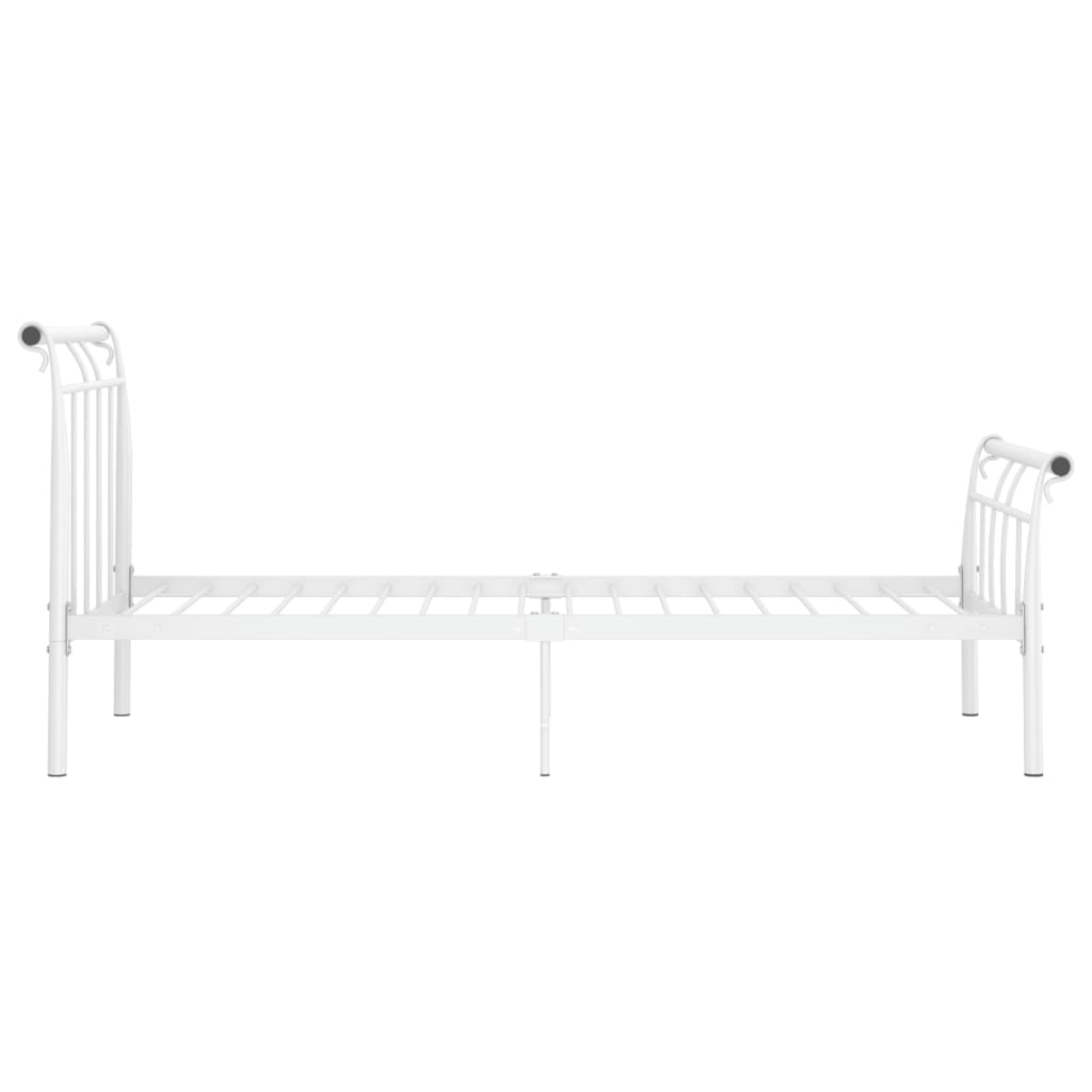 Bed frame white metal 90x200 cm