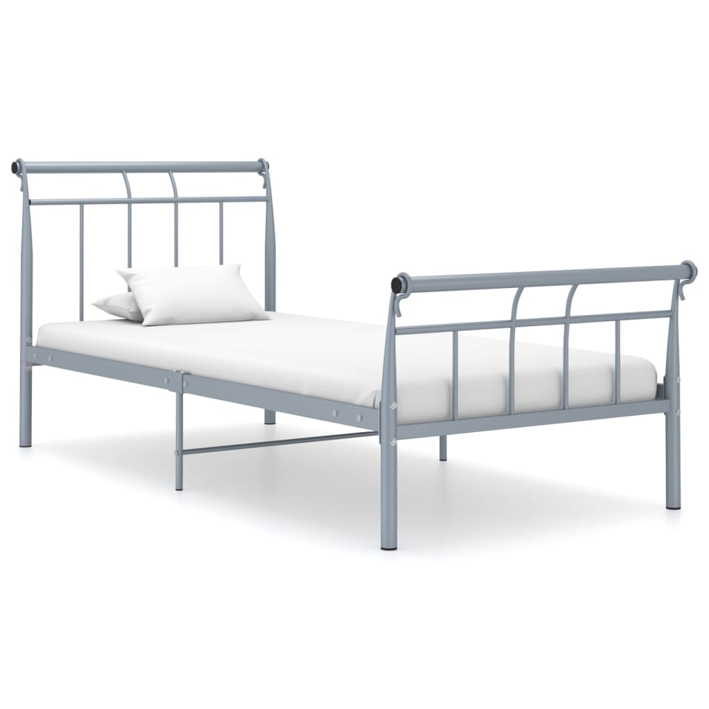 Bed frame gray metal 90x200 cm