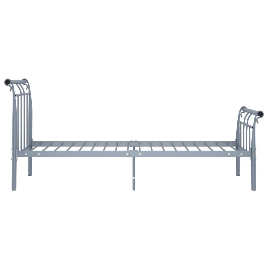 Bed frame gray metal 90x200 cm
