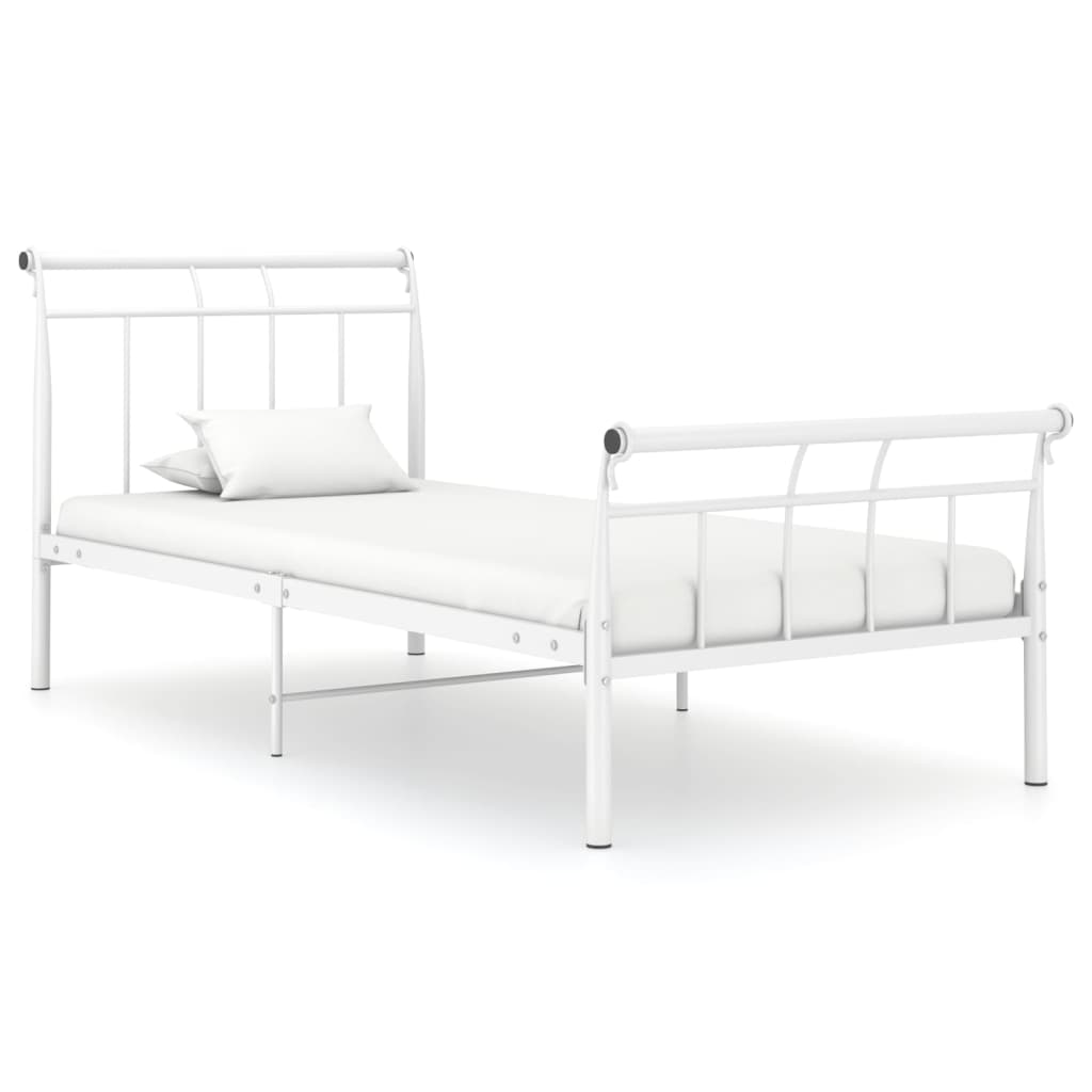 Bed frame white metal 100x200 cm