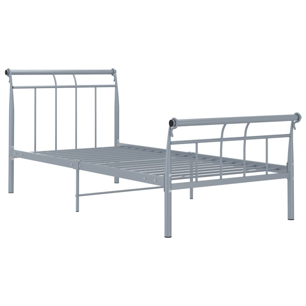 Bed frame gray metal 100x200 cm