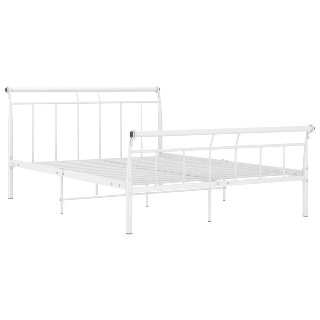 Bed frame white metal 140x200 cm