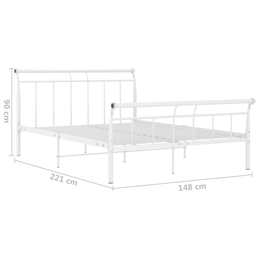 Bed frame white metal 140x200 cm
