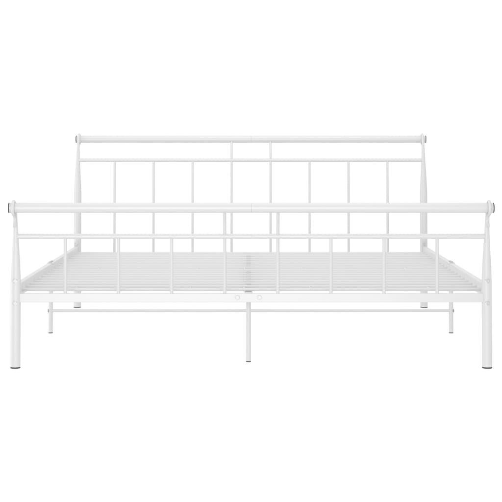 Bed frame white metal 160x200 cm