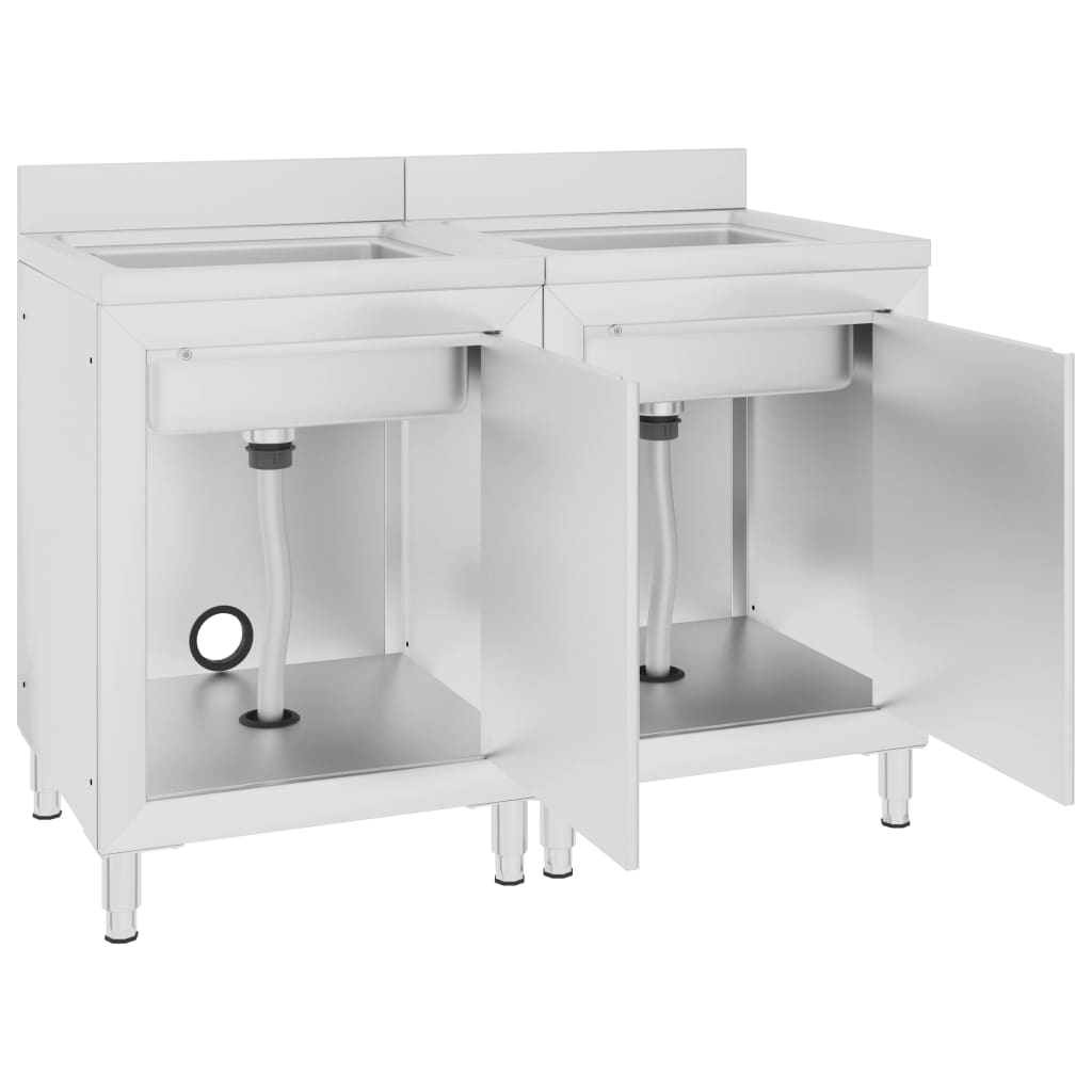 Gastro sink base cabinets 2 pieces stainless steel