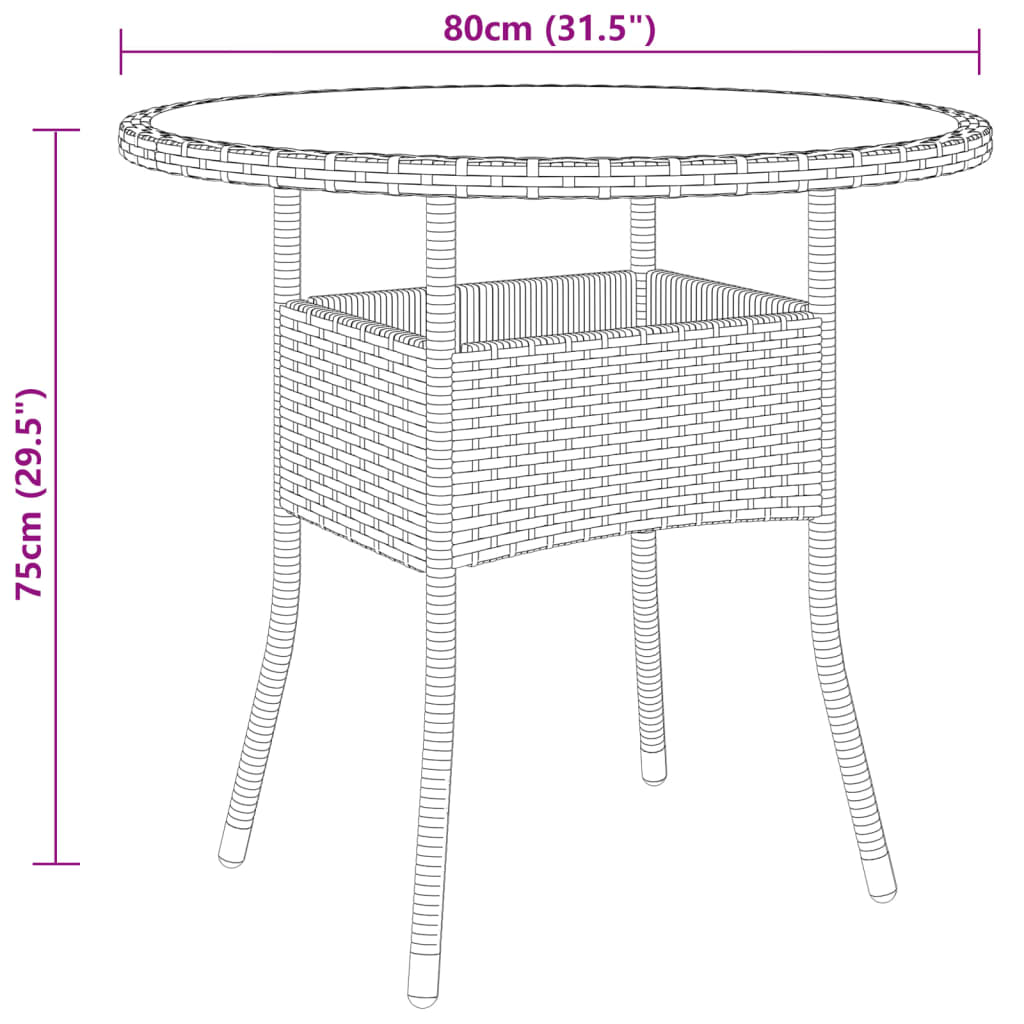 5-tlg. Garten-Bistro-Set Poly Rattan Schwarz